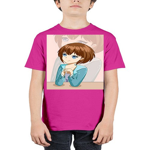 Happy beautiful and elegant girl brown hair 36# - anime - Youth Tee Unisex
