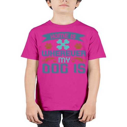 Home Is Wherever My Dog Is Style 197# - dogs - Youth Tee Unisex