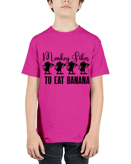 Monkey likes to eat banana  - monkey - Youth Tee Unisex