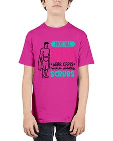 Not All Super Heroes Wear Capes Mine Wears Scrubs Style Style 1136# - nurse - Youth Tee Unisex