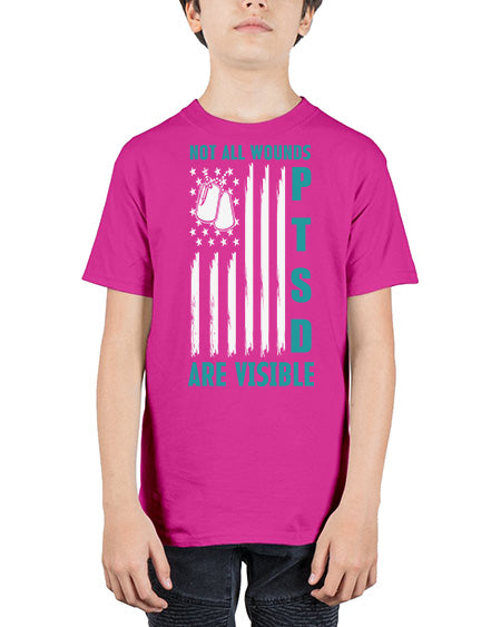 PTSD Awareness Not All Wounds 8# - PTSD - Youth Tee Unisex