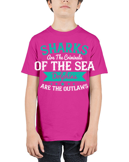 Sharks are the criminals of the sea Dolphins are the outlaws Style 34# - shark-fish - Youth Tee Unisex