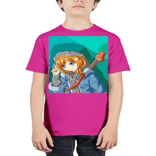 Swag and cute girl with a guitar 50# - anime - Youth Tee Unisex