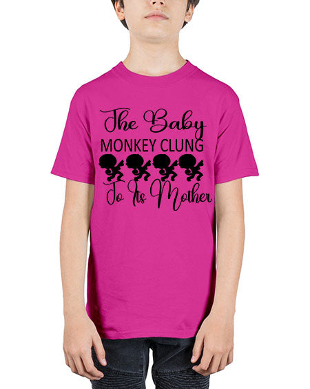 The baby monkey clung to  - monkey - Youth Tee Unisex