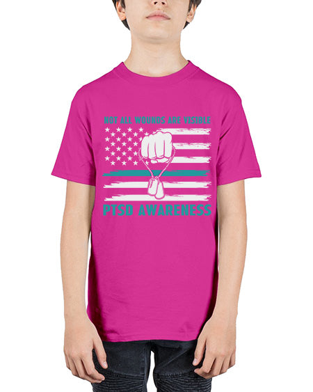 Veteran PTSD Not all wounds 4# - PTSD - Youth Tee Unisex