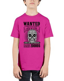 Wanted 1204# - skull and bones - Youth Tee Unisex