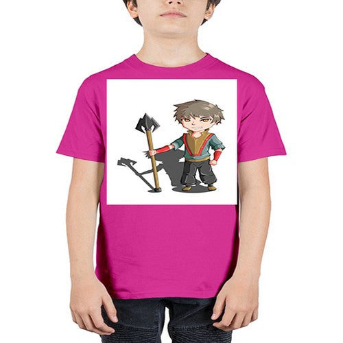 a little boy holding a spear79# - anime - Youth Tee Unisex