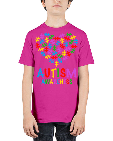 autism awareness heart love puzzle 15# - autism - Youth Tee Unisex