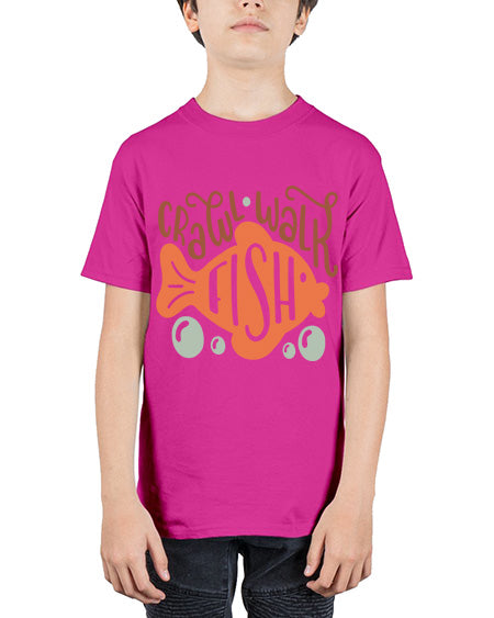 crawl walk fish 63# - shark-fish - Youth Tee Unisex
