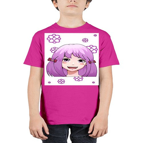 cute ponytails purple hair girl 63# - anime - Youth Tee Unisex