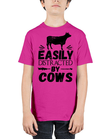 easily distracted by cows - cow - Youth Tee Unisex