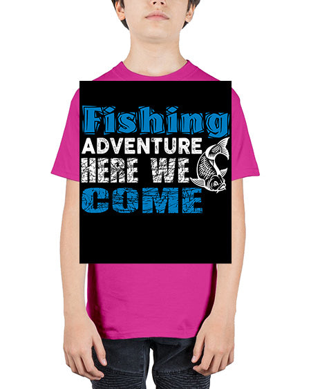 fishing adventure here we come png 52# - shark-fish - Youth Tee Unisex