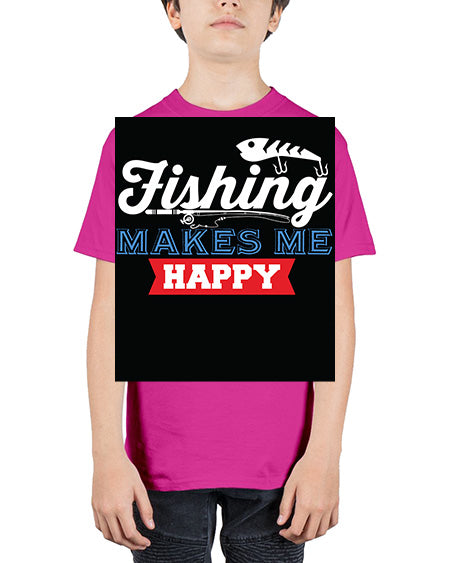 fishing makes me happy png 46# - shark-fish - Youth Tee Unisex
