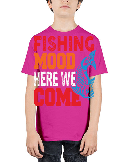 fishing mood here we come png 76# - shark-fish - Youth Tee Unisex