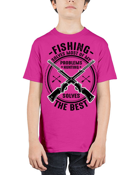 fishing solves most 74# - shark-fish - Youth Tee Unisex