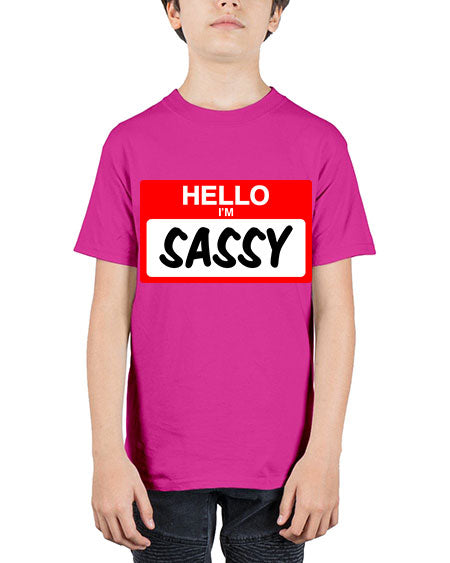 hello im sassy 129# - black words and phrases - Youth Tee Unisex