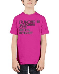 id rather be watching cats on the internet - cats - Youth Tee Unisex