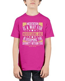 meditation is a way for nourishing and blossoming the divinity within you  422# - yoga - Youth Tee Unisex