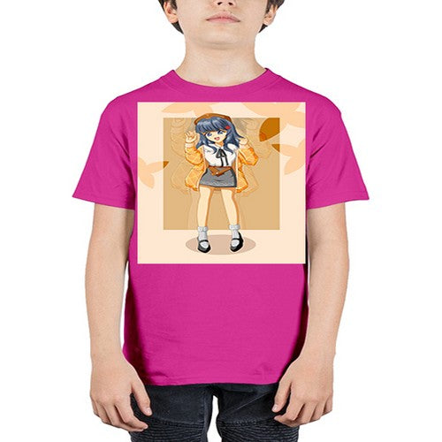 of beautiful girl with jacket 132# - anime - Youth Tee Unisex