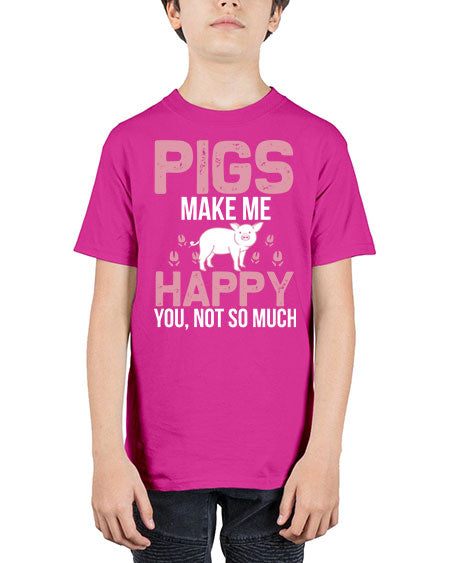 pigs make me happy Style 35# - pig - Youth Tee Unisex