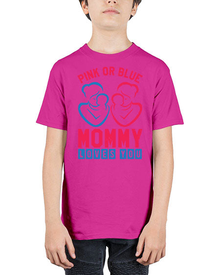 pink or blue Mommy Loves you Style 187# - baby shower - Youth Tee Unisex