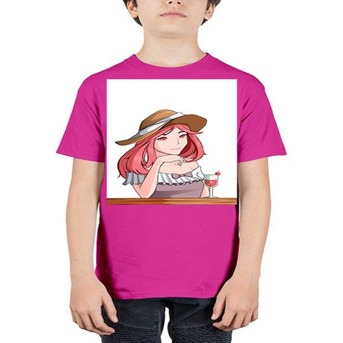 pretty woman with fresh juice in summer 37# - anime - Youth Tee Unisex