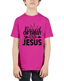 raised on sweet and jesus 1491# - tea - Youth Tee Unisex