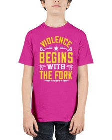 violence begins with the fork 456# - vegan - Youth Tee Unisex