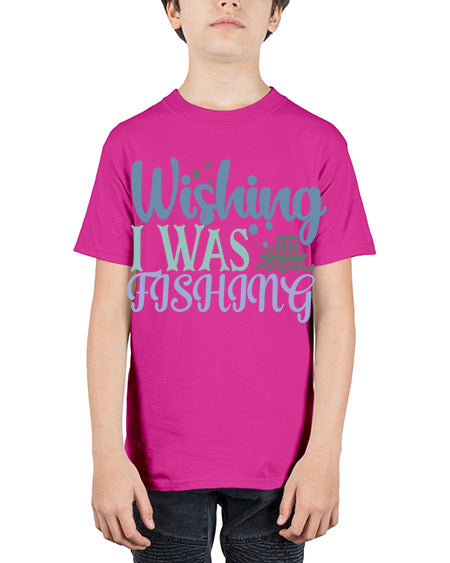 wishing i was fishing 90# - shark-fish - Youth Tee Unisex