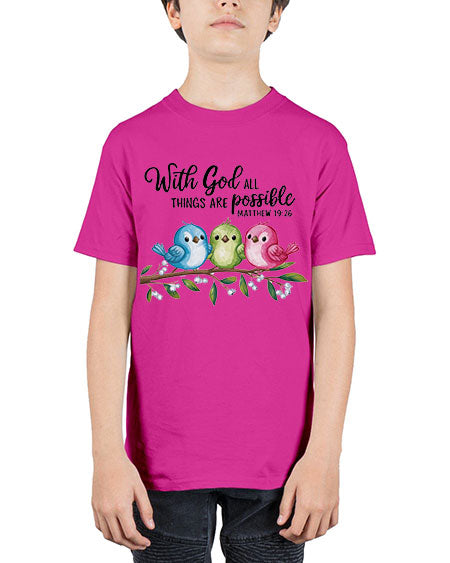 with god all things are possible 81# - birds - Youth Tee Unisex