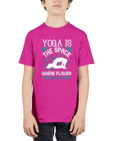 yoga is the space where flower blossoms  627# - yoga - Youth Tee Unisex