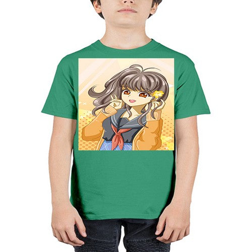 A beautiful and happy girl back to school 90# - anime - Youth Tee Unisex