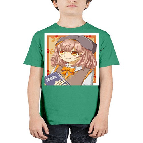A beautiful girl wearing uniform with book 93# - anime - Youth Tee Unisex