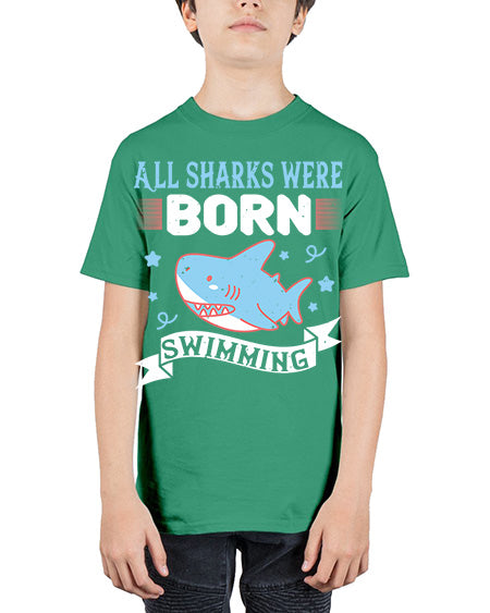 All sharks were born swimming Style 98# - shark-fish - Youth Tee Unisex