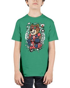 Bear scooterist 16# - cartoon animals - Youth Tee Unisex