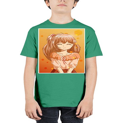 Beautiful and cute girl brown hair at sunset 164# - anime - Youth Tee Unisex