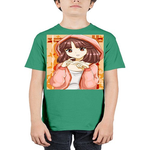 Beautiful and cute girl brown hair with jacket 81# - anime - Youth Tee Unisex