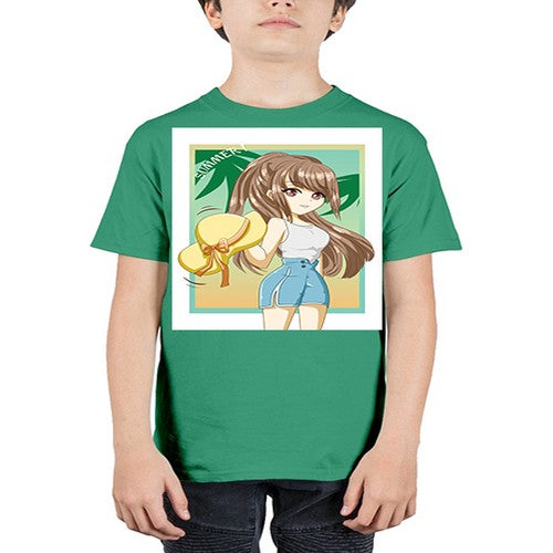 Beautiful and cute girl with hat on the beach in the summer 154# - anime - Youth Tee Unisex