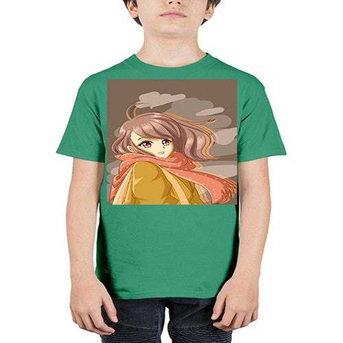 Beautiful and cute girl with scarf 91# - anime - Youth Tee Unisex