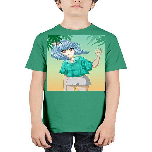 Beautiful and happy girl on the beach in summer 48# - anime - Youth Tee Unisex