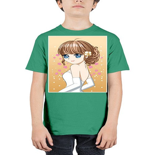 Beautiful and happy girl wearing wedding dress 84# - anime - Youth Tee Unisex