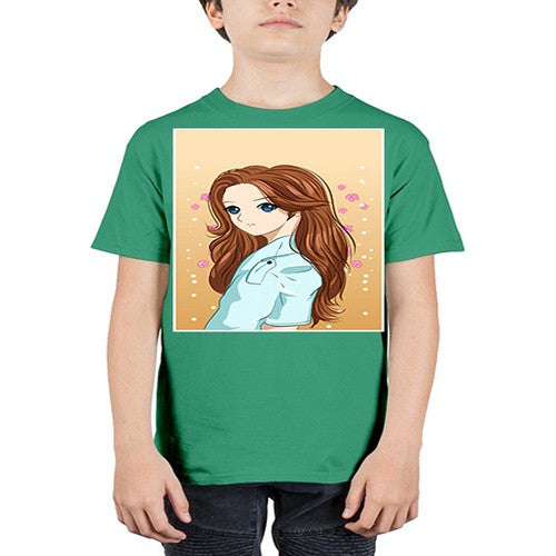 Beautiful and pretty girl brown long hair 123# - anime - Youth Tee Unisex