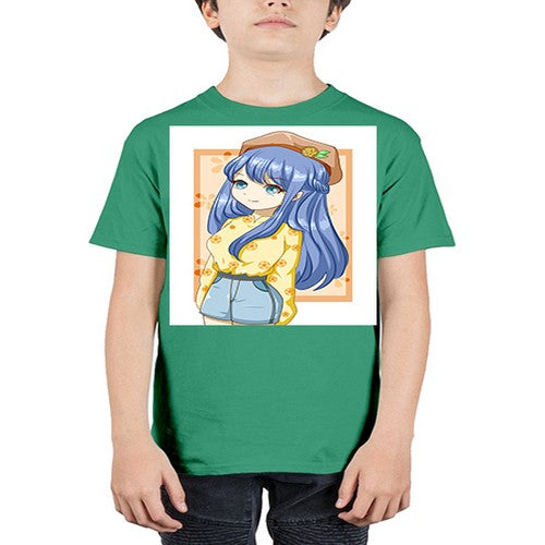 Beautiful and soft girl blue hair in summer 153# - anime - Youth Tee Unisex