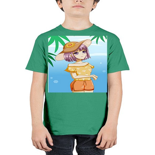 Beautiful girl in summer with sunflower 116# - anime - Youth Tee Unisex