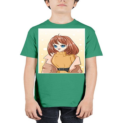 Beautiful girl short hair wearing winter clothes 168# - anime - Youth Tee Unisex