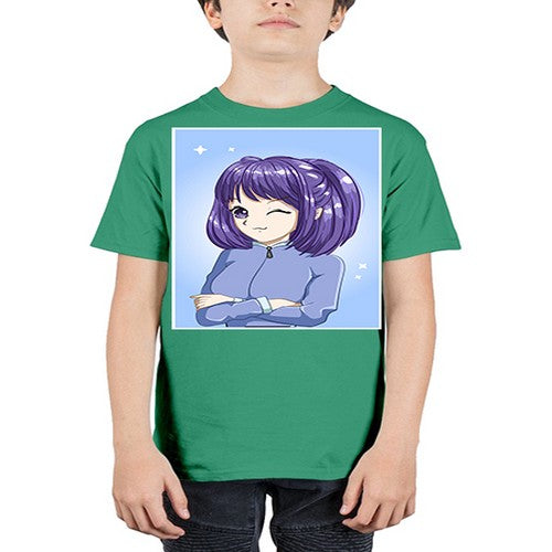 Beautiful girl short purple hair 6# - anime - Youth Tee Unisex