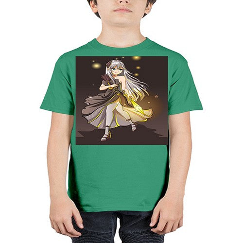 Beautiful girl with black dress and sword game 129# - anime - Youth Tee Unisex