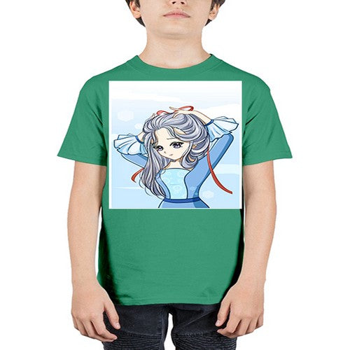 Beautiful princess silver hair with blue dress 120# - anime - Youth Tee Unisex