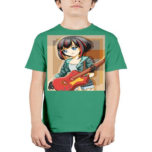 Beautiful rock girl with bass guitar perform 173# - anime - Youth Tee Unisex