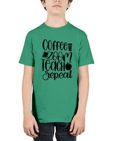 Coffee Zoom Teach Repeat Style 674# - teacher - Youth Tee Unisex